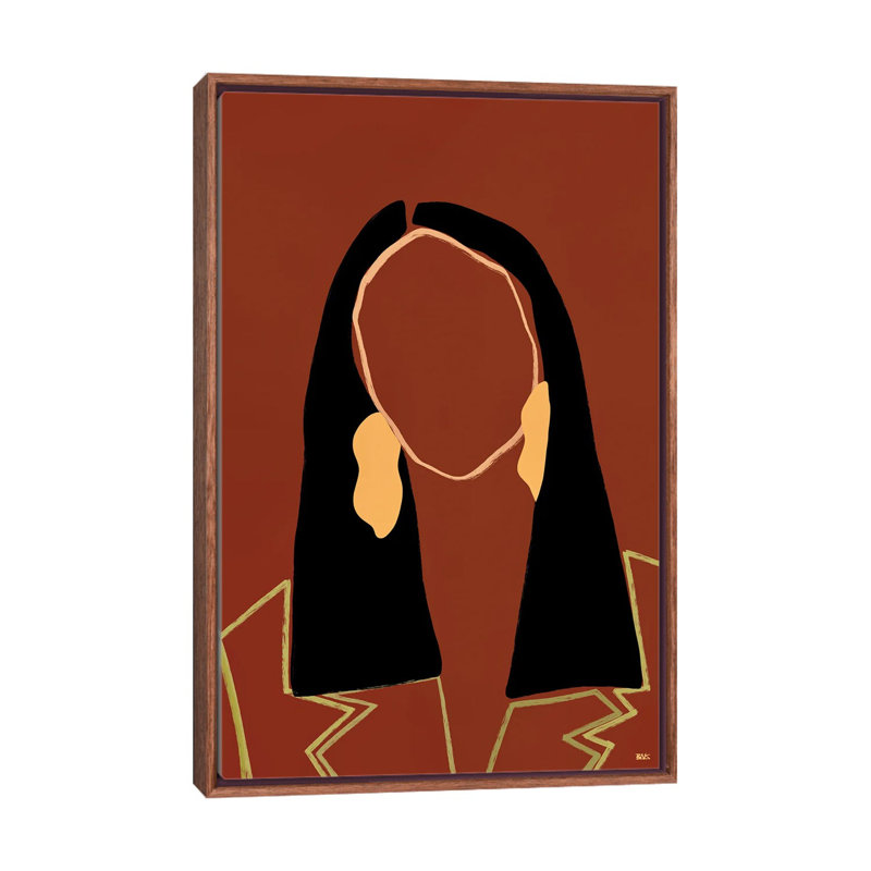 « Joi » par Bria Nicole-impression d’art graphique, Pas de tapis, Toile avec cadre en bois brun classique