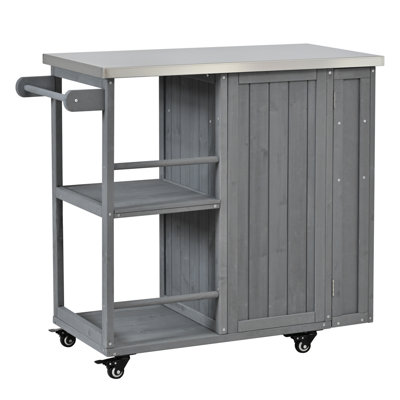 Chariot de cuisine verrouillable avec comptoir en acier inoxydable