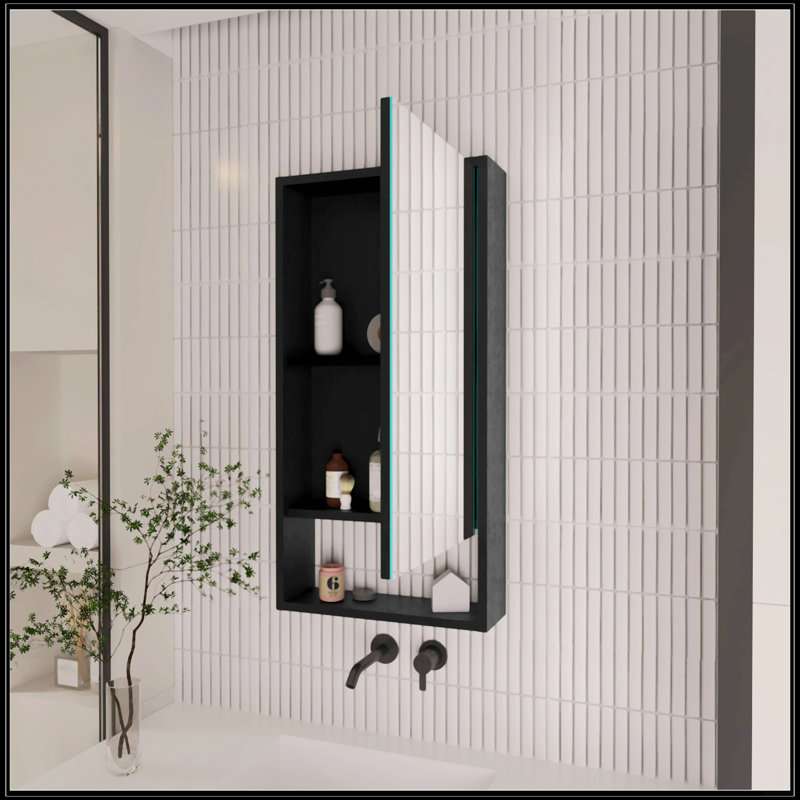 Pharmacie rectangulaire avec miroir, Black