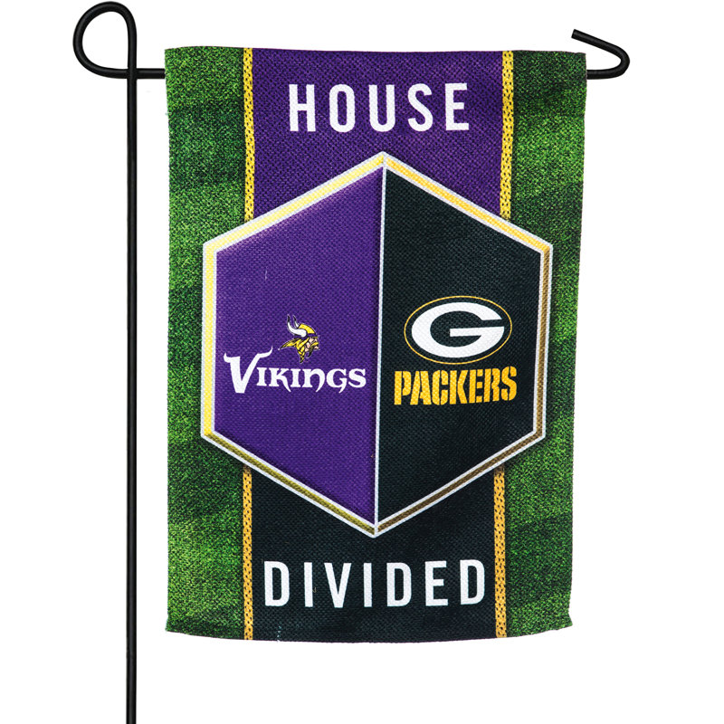 Polyester à 2 côtés 18 x 13 po drapeau de jardin NFL, Packers de Green Bay / Vikings de Minnesota