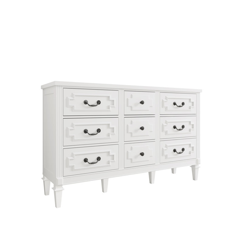 Commode 9 tiroirs Vintage - Commode de ferme avec ensemble de sécurité anti-basculement pour chambre, Blanc