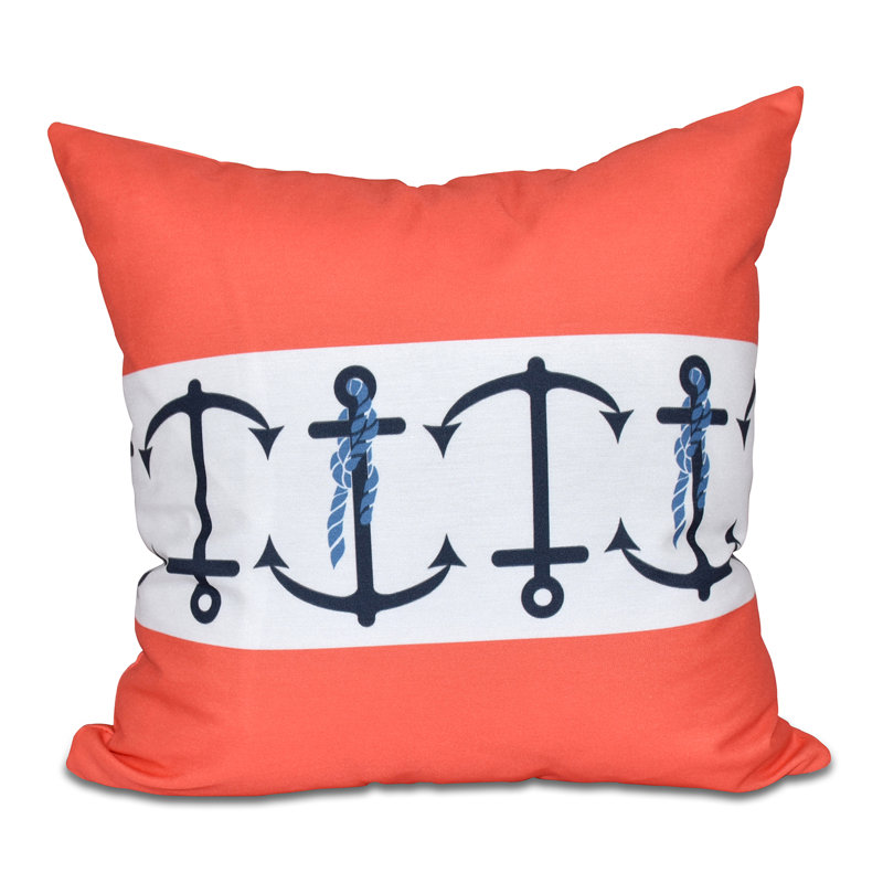 Nautical Nights Square Pillow Cover & Insert, 26" H x 26" W, Orange