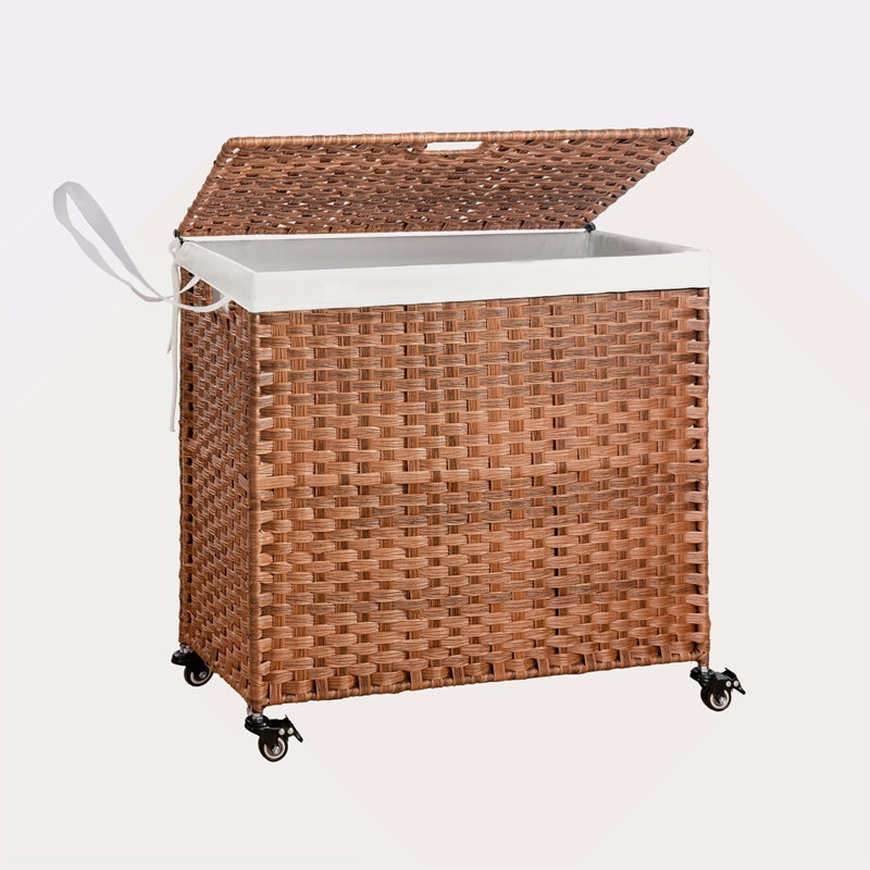 Panier à linge avec couvercle, Brun