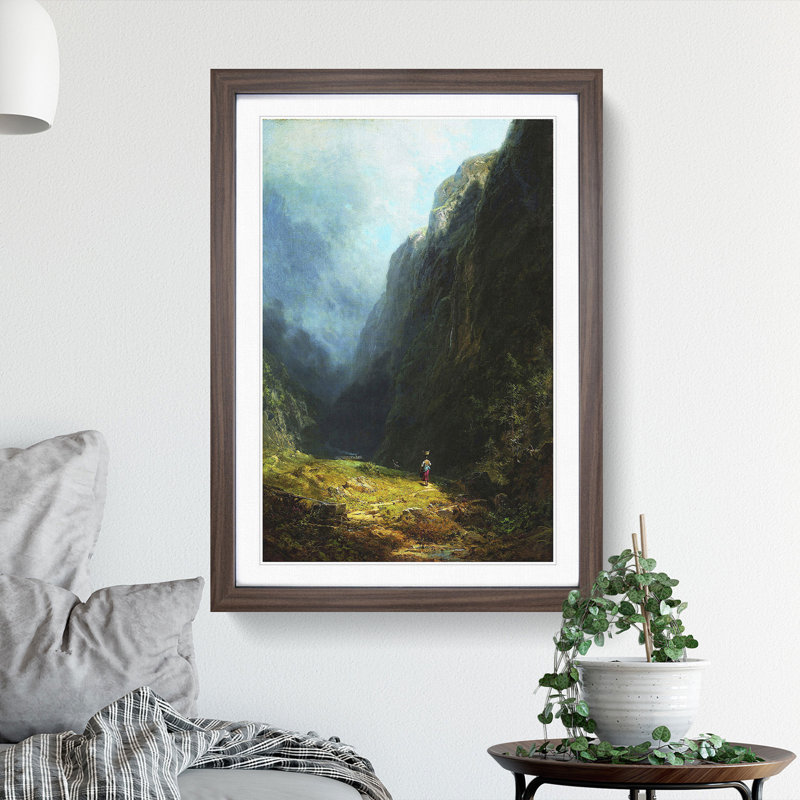 High Valley by Carl Spitzweg - Picture Frame Painting, Walnut Framed, 36cm H x 27cm W x 2cm D