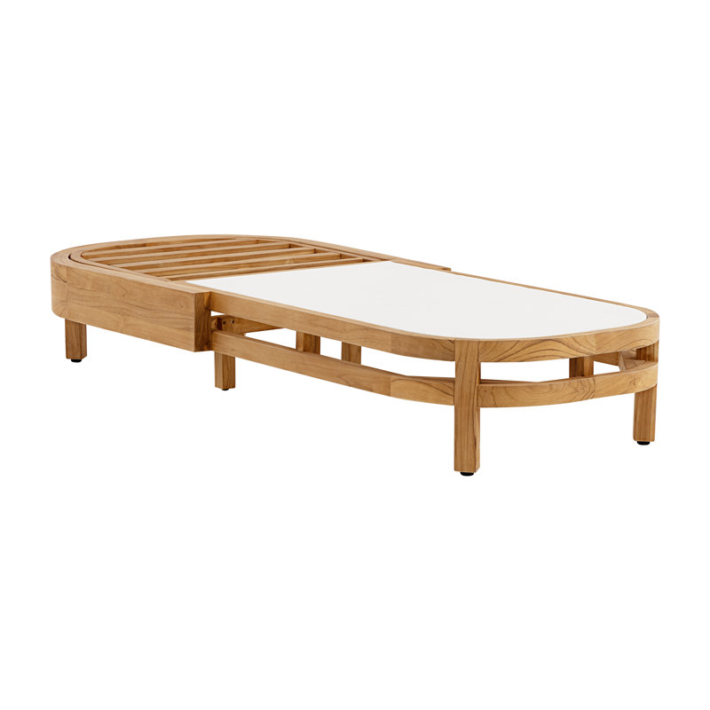 Everlee Outdoor Chaise Lounger, Sunbrella Canvas Natural FSC Teak, Gray