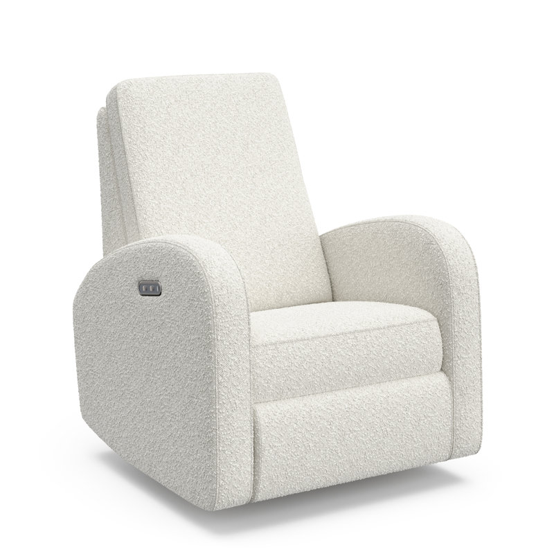 Santa Monica Power Recliner Swivel Glider with USB, Ivory Boucle