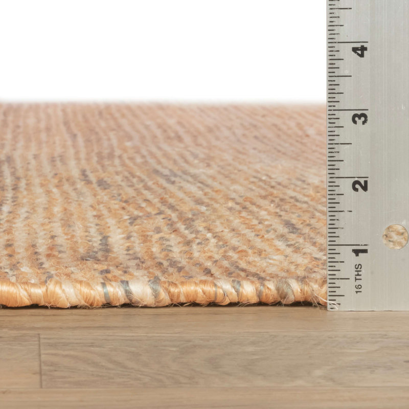 Handwoven Blue and Beige Jute Rectangular Rug, 5' x 8'