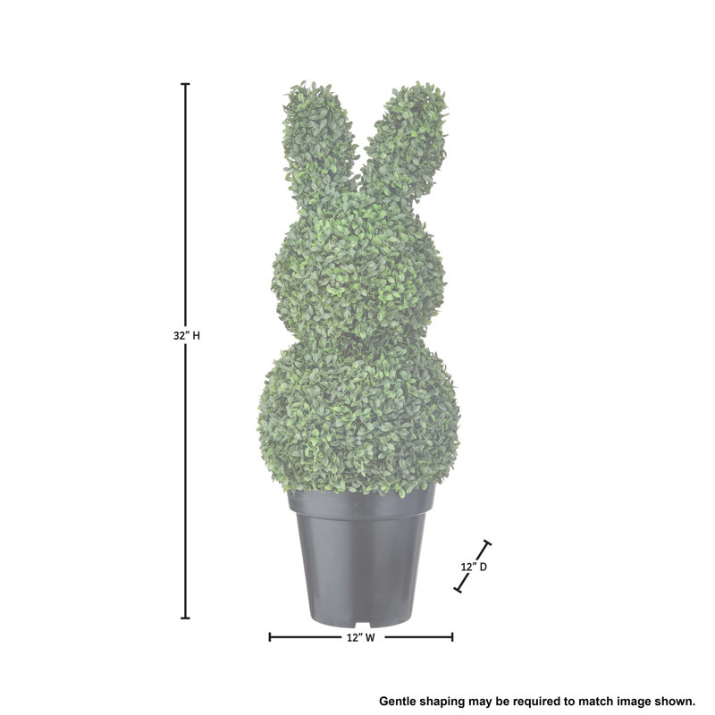 UV Boxwood Bunny Topiary, 32'' H x 12'' W x 12'' D