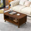 Stylish Rectangular Wood Coffee Table With Open Storage And Solid Wood Legs, Perfect For Living Room Decor And Functionality.-380333794