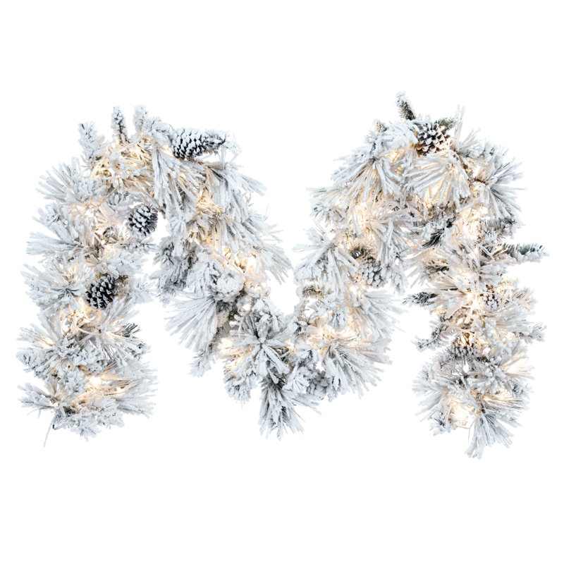 Odaniel 108 " Pre-Lit Mixed Greenery Garland