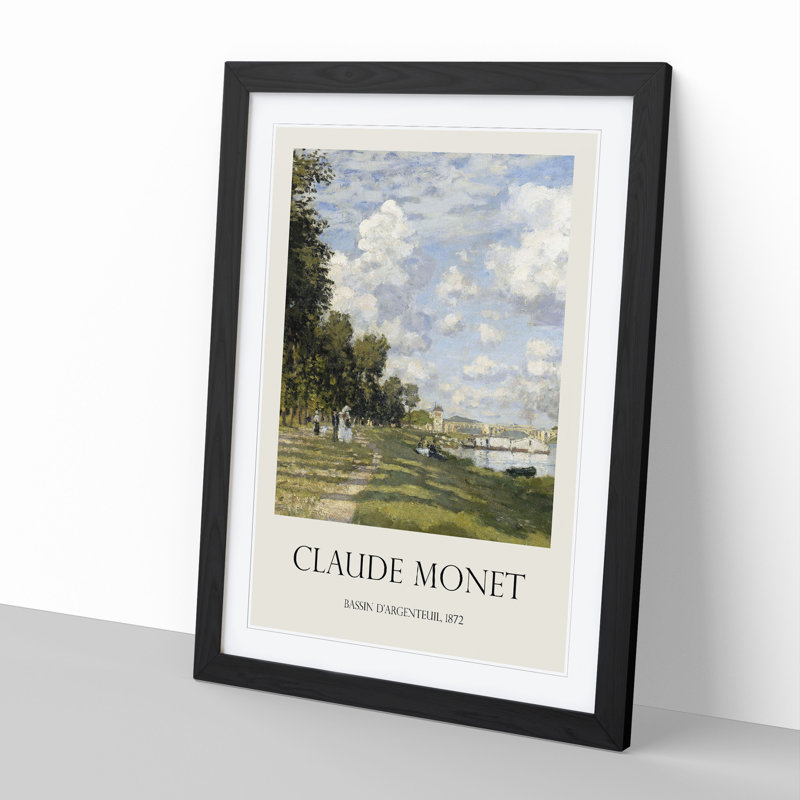Bassin Dargenteuil by Claude Monet - Picture Frame Graphic Art, Black Framed, 48cm H x 36cm W x 2cm D