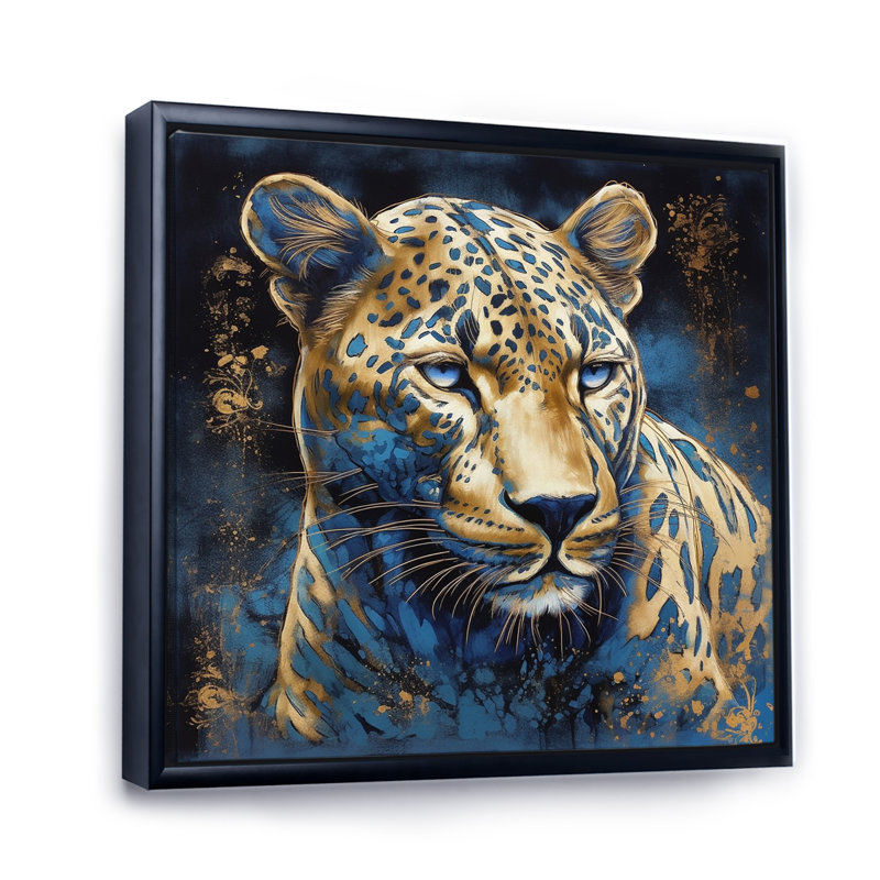 " Leopard Grace VI ", Black Floater Framed, 16" H x 16" W x 1" D