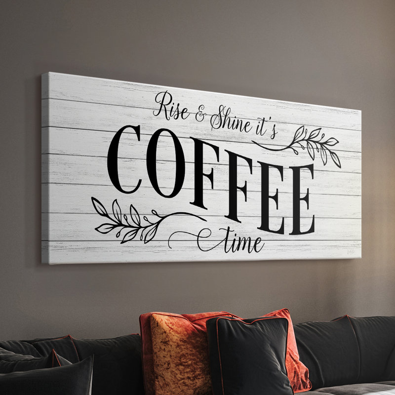 Coffee Time - Toile tendue avec châssis - Prêt à accrocher, H 16 po x l 32 po