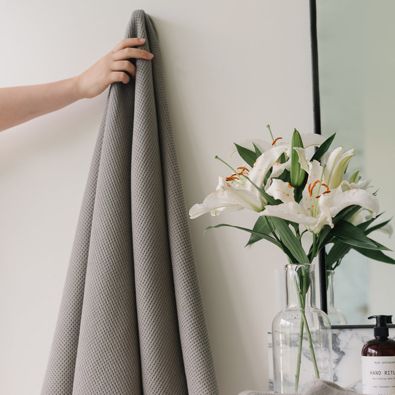 Waffle Bath Sheets, Dark Gray