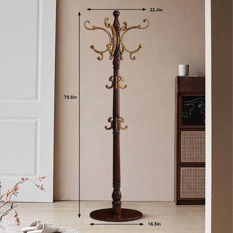 Coat Rack Freestanding, Brown/Gold