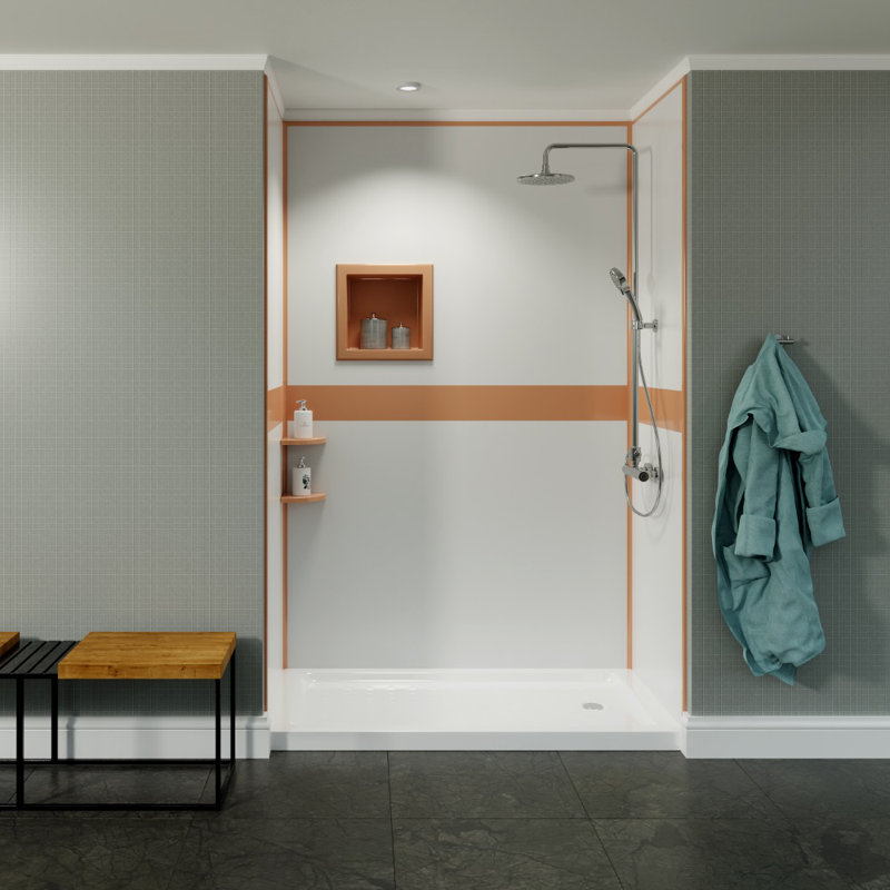 Paroi de douche à trois panneaux H 96 po x P 48 po