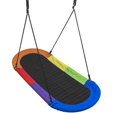 SereneLife Fabric 40'' Black Web/Saucer Swing & Reviews