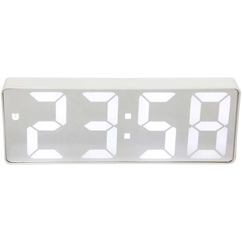 Horloge de table rectangulaire en plastique avec fonction d'alarme 6,25 pouces, Blanc