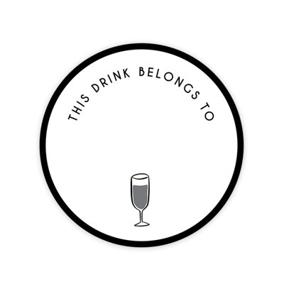 Autocollants ronds en vinyle, Cette boisson appartient à un seul verre à vin, Étiquettes de boissons vierges pour cocktail