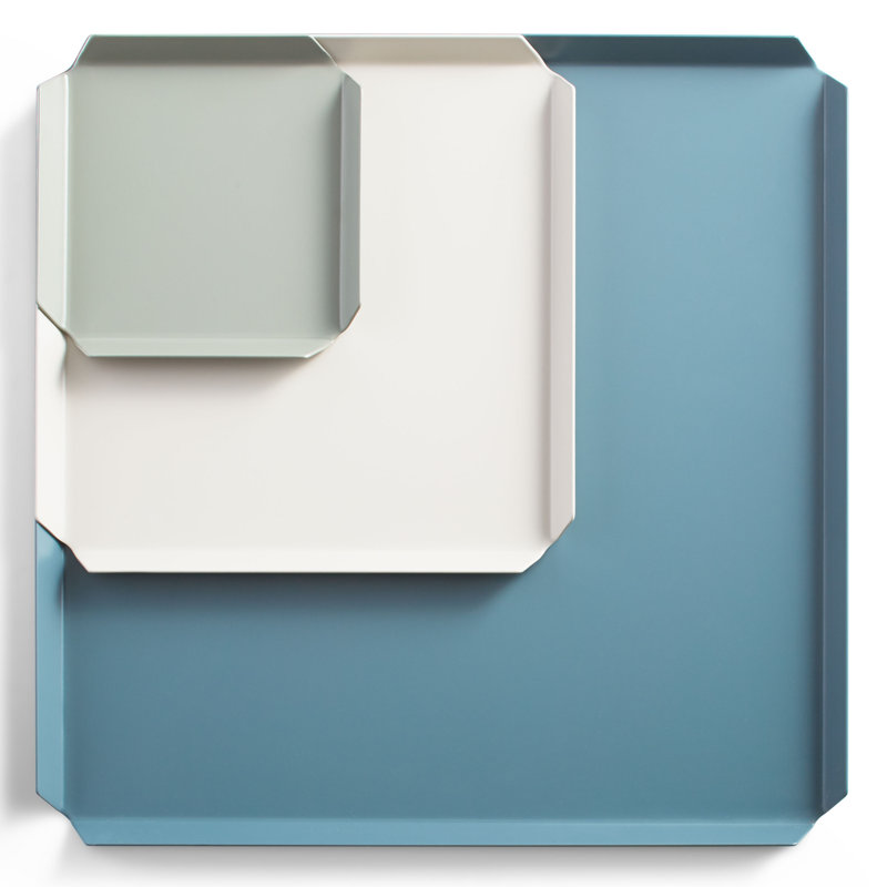 Square Decorative Tray, Blue/White/Green