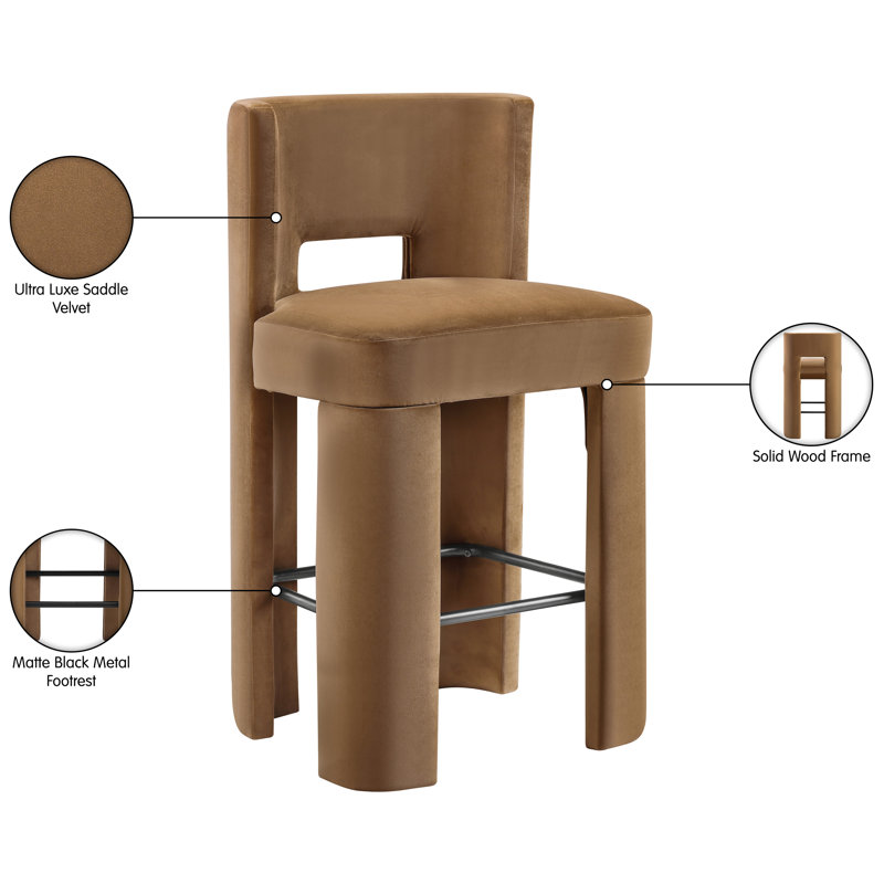 Tabouret de bar Zuno, Velours selle