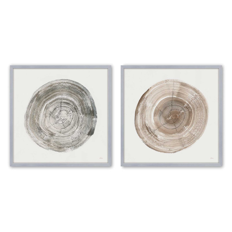Rings of Time Duo I, ensemble de 2 impressions sur toile dans un cadre, H 17,5 po x l 35 po, Cadre en chrome poli