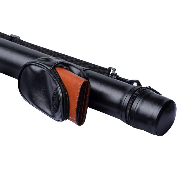 Black and Red Leatherette Cue Case with Hard Resin Shell