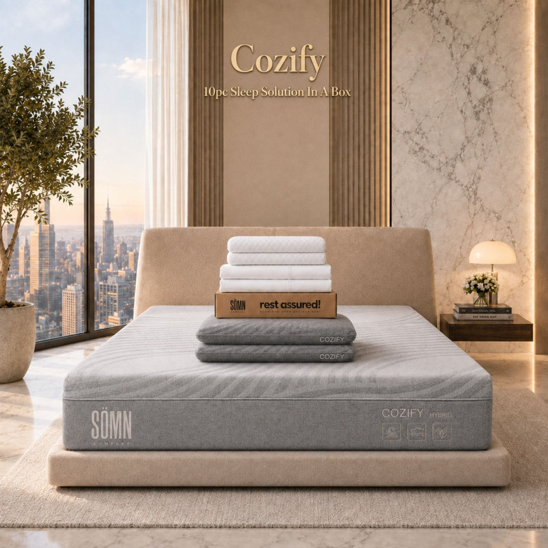 Matelas hybride rafraîchissant au graphène Cozify 12 po de Sömn Company, format King, ensemble de 10 pièces, livré en boîte
