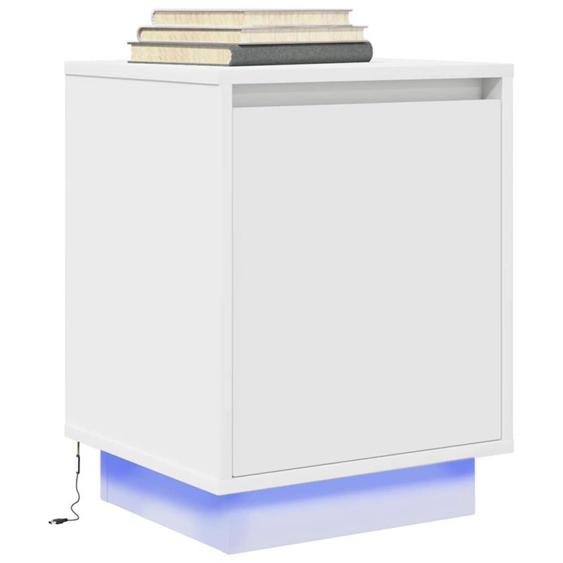 Daphane 38cm W Manufactured Wood Bedside Table, White