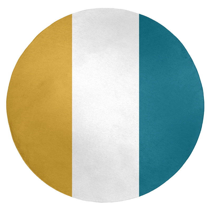 Tapis à rayures bleues en poly jacksonville retour, Rond 5 pi