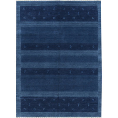 Gabbeh Wool Geometric Area Rug in Navy/Blue
