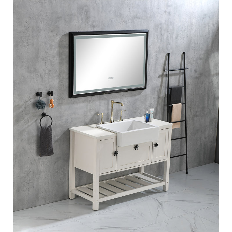 L 24 po x l 19 po avec lavabo blanc / lavabo à tablier frontal