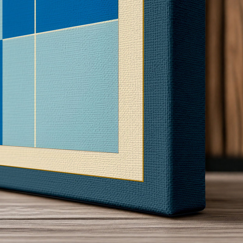 Blues Geometric - Wrapped Canvas, 24x16 - 61.0 x 40.6 cm, Teal Border