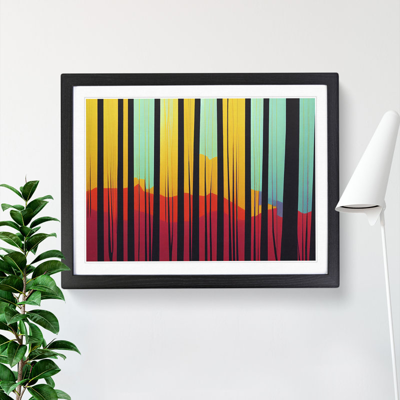 Incomparable Abstract Forest - Single Picture Frame Print, Black, 46cm H x 64cm W x 2cm D