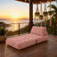 Pouf pliable une place en velours côtelé rose de 160 cm, canapé moelleux et confortable pour salon, chambre et dortoir.