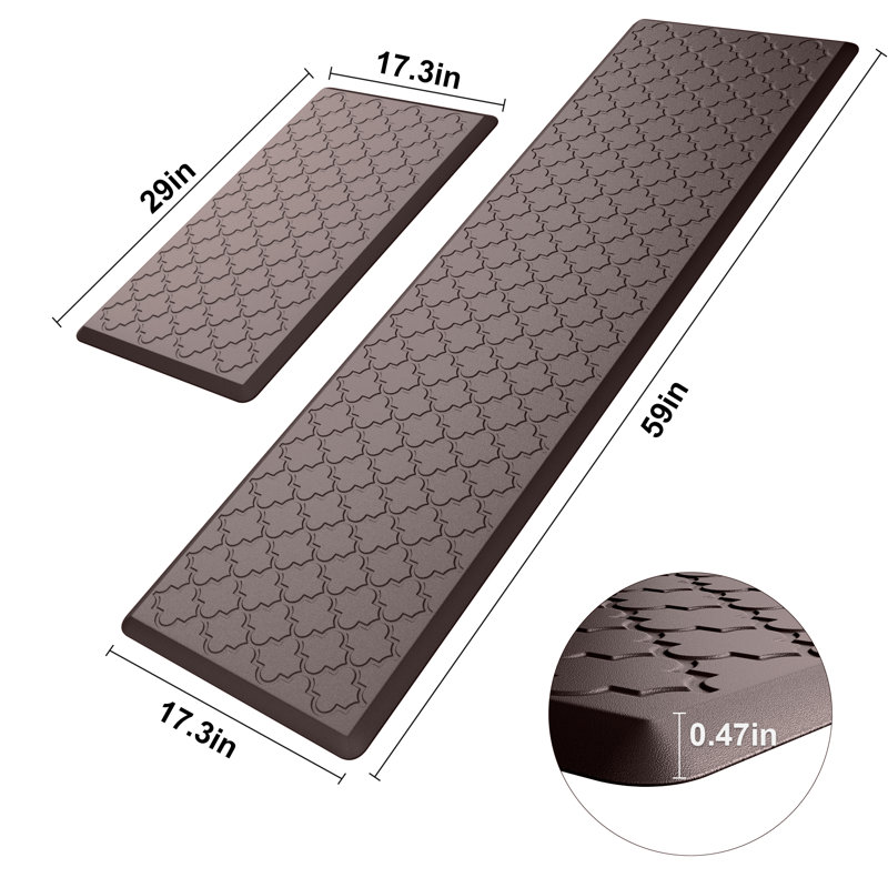 Tapis anti-fatigue, Brun, Tapis de couloir 17,3 po x 30 po + 17,3 po x 59 po