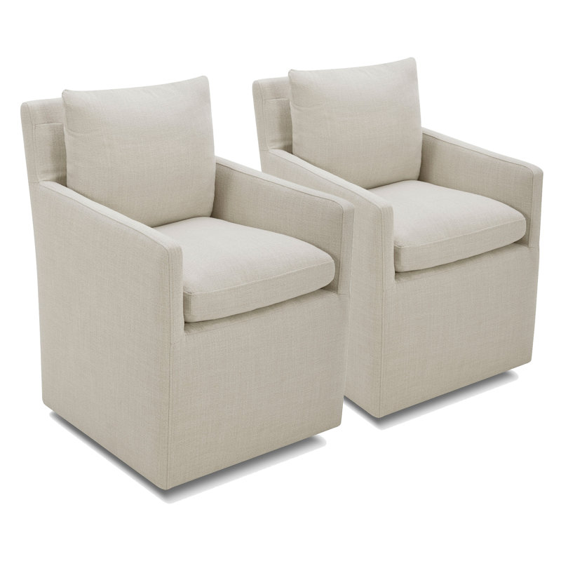 Alayaa Performance Upholstered Armchair with Casters, Effie Linen Performance Linen