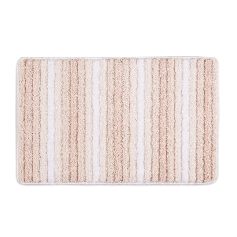 Edward Non-Slip Bath Mat, 32" L x 20" W, Pink/White