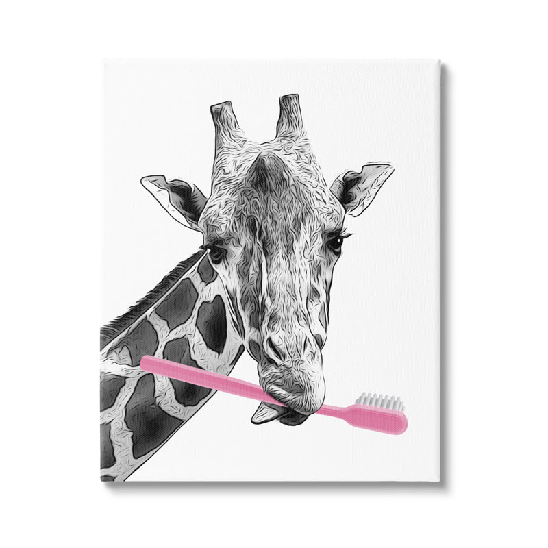Funny Animal Bathroom Toothbrush Canvas Wall Art by Annalisa Latella, 48" H x 36" W x 1.5" D