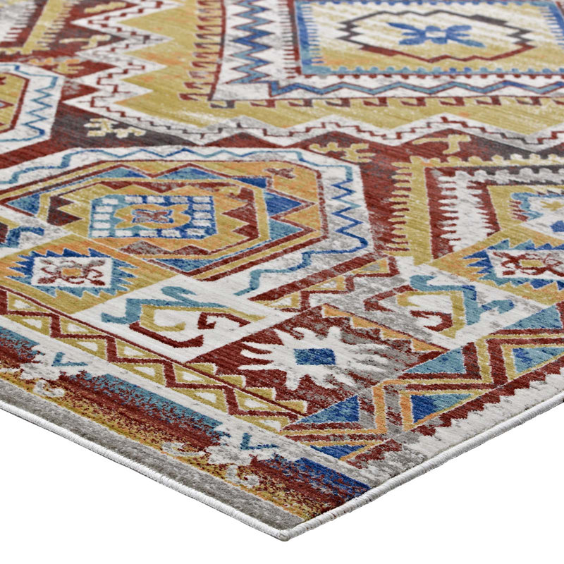 Florita Distressed Southwestern Aztec Area Rug by Modway, Rectangle 4' x 6'