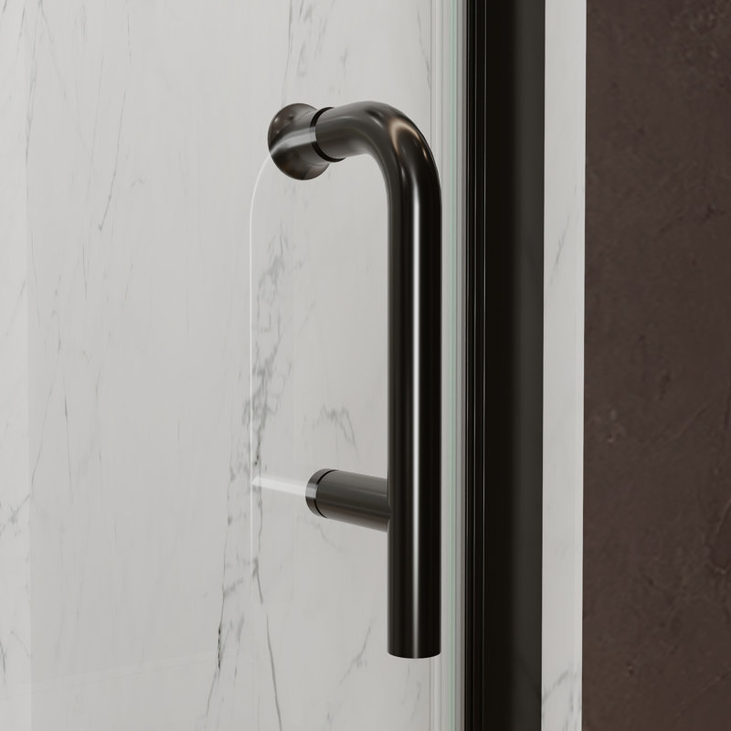34"-36"W X 72"H Semi-Frameless 180° Rotatable Pivot Shower Door With 1/4 Inches Tempered Glass, Matte Black
