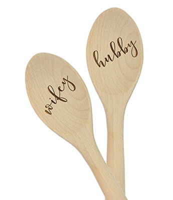 Ensemble de cuillères à cuisson 2 pièces "hubby wifey"