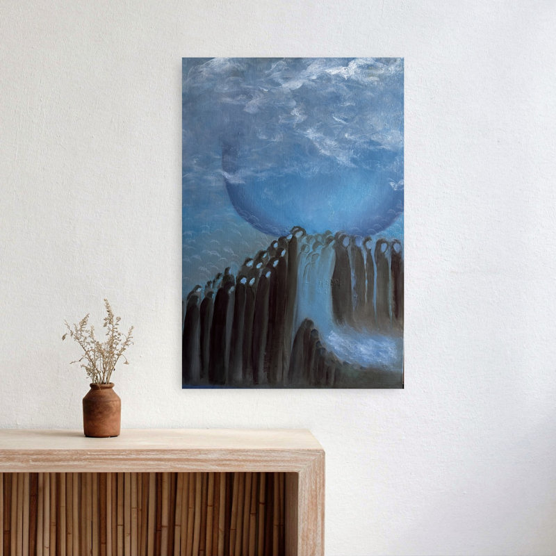 «Mystical chiffres Blue Orb Abstract Dramatic Ethereal Landscape Nature», reproduction d'art mural, H 24 po x l 16 po