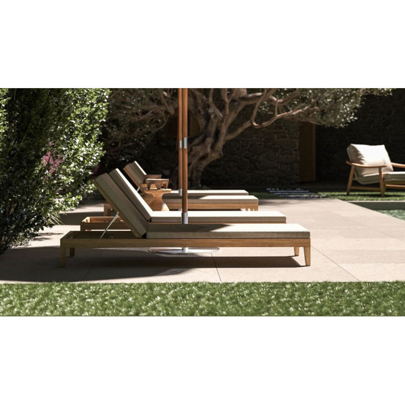 Classic Teak Chaise Lounge - Charcoal, Natural