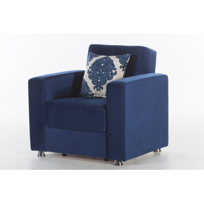 Elegant 36" Wide Tufted Velvet Armchair, Blue