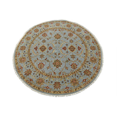 Tapis bleu nouvel âge en laine 6 pi 1 po x 6 pi 1 po Myar