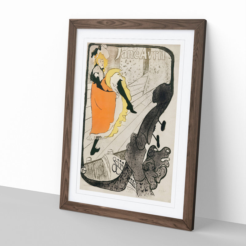 Dancer Jane Avril by Henri De Toulouse-Lautrec - Picture Frame Painting, Walnut, 65cm H x 48cm W x 2cm D