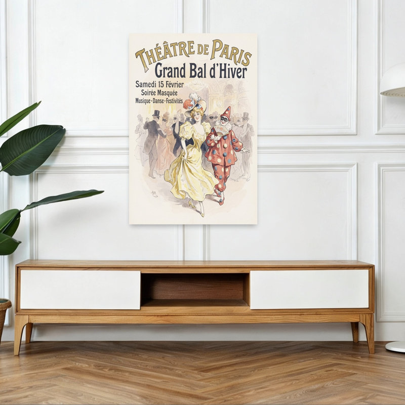 «Belle Epoque Masked Ball Elegant Retro Vintage Winter», reproduction d'art murale, H 48 po x l 32 po