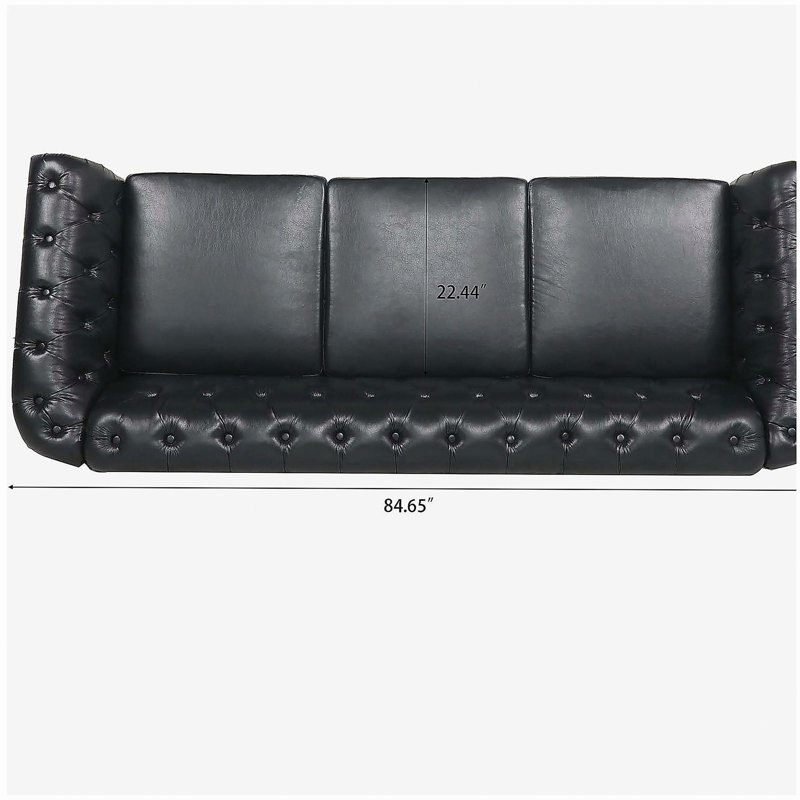 Canapé Chesterfield 84,65 po., Noir