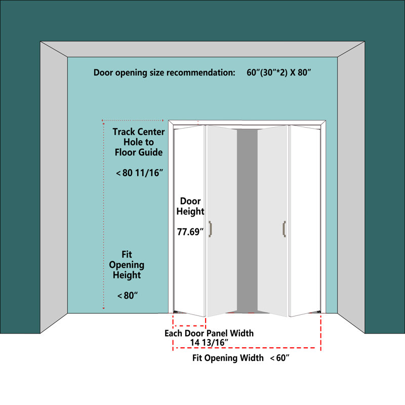 60 in. x 80 in. White MDF Bi-Fold Door with Frosted Glass Panels